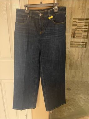 Chico's Dark Indigo Girlfriend Wide Leg Crop Jeans